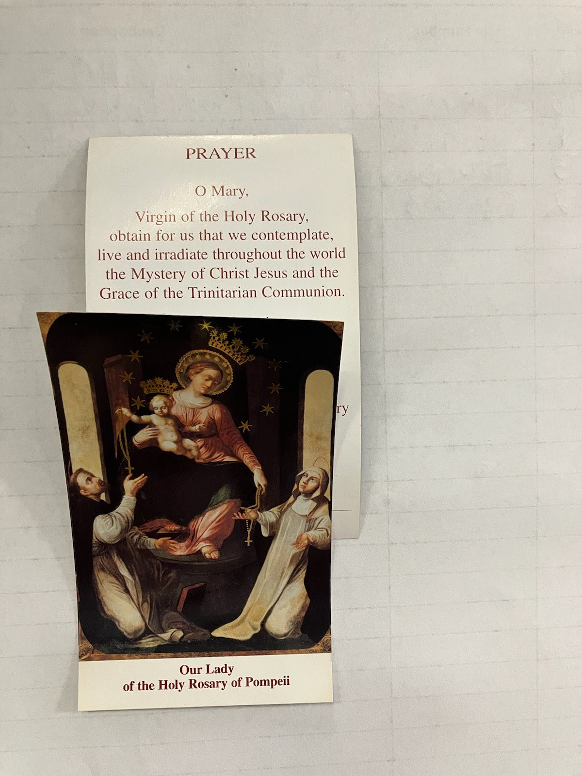 Our Lady of the Holy Rosary of Pompeii Holy Card