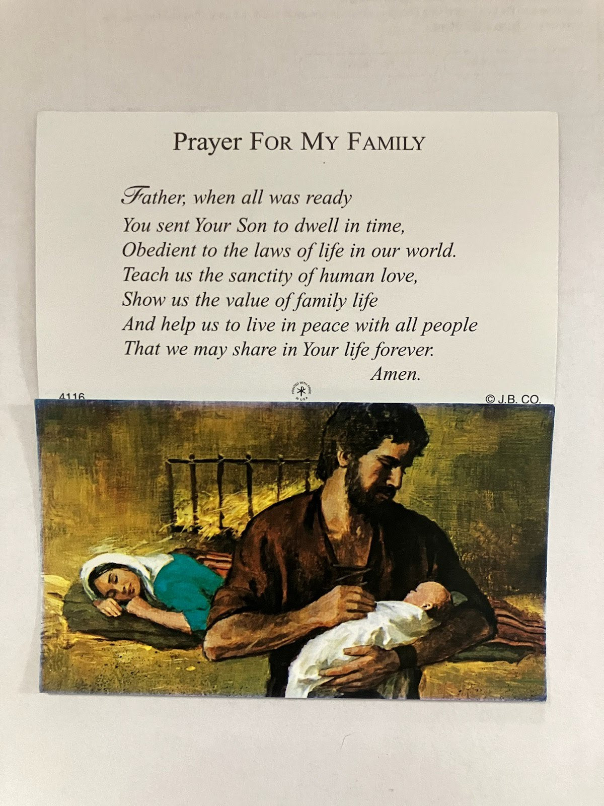 Prayer For My Family Holy Card