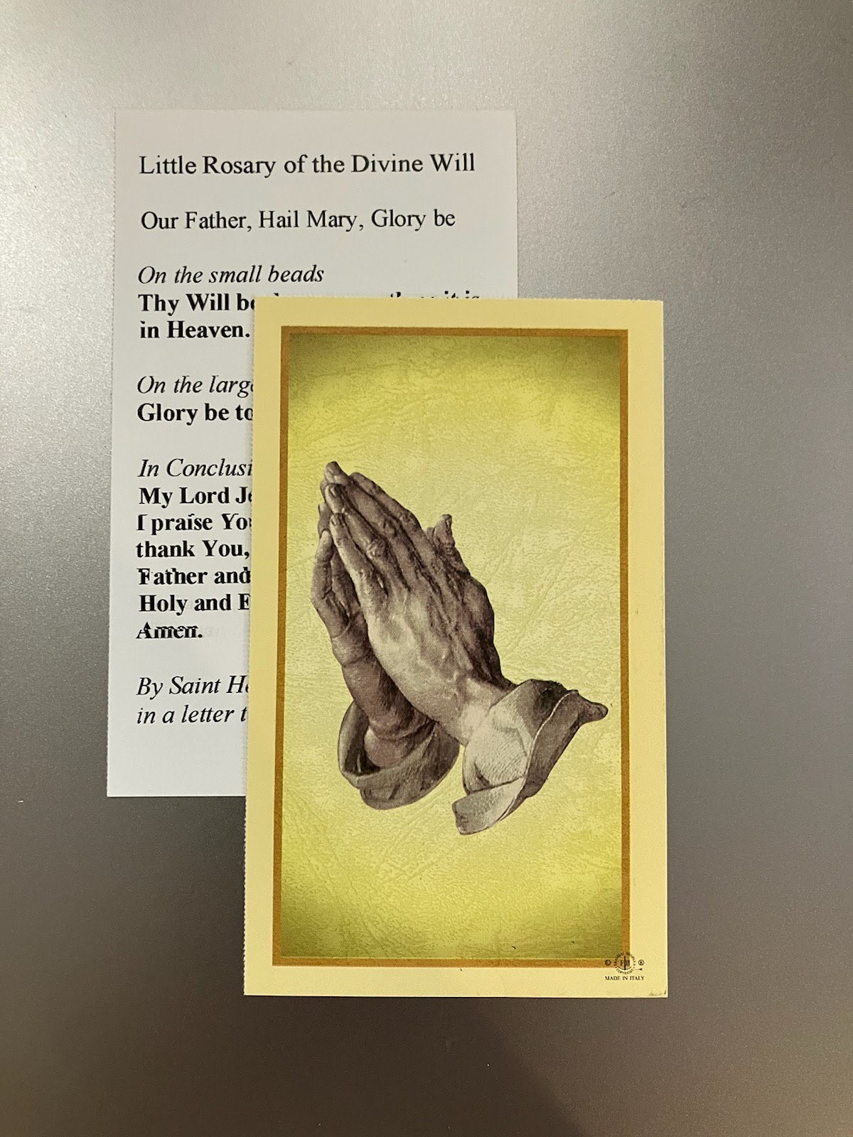 Little Rosary of the Divine Will Holy Card