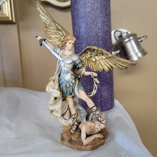 St. Michael The Archangel Statue 13 inches With Wing Span