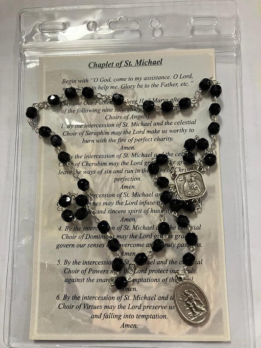 St. Michael Chaplet In Black With Prayer Card