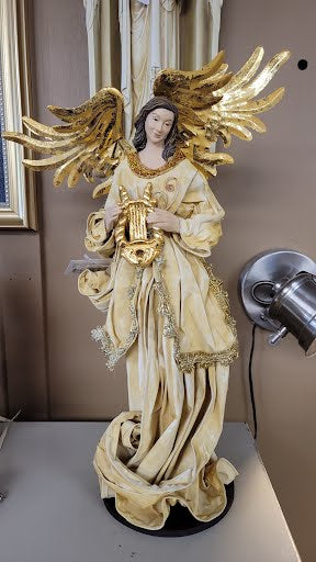 Angel with Musical Instrument statue - 15.5"