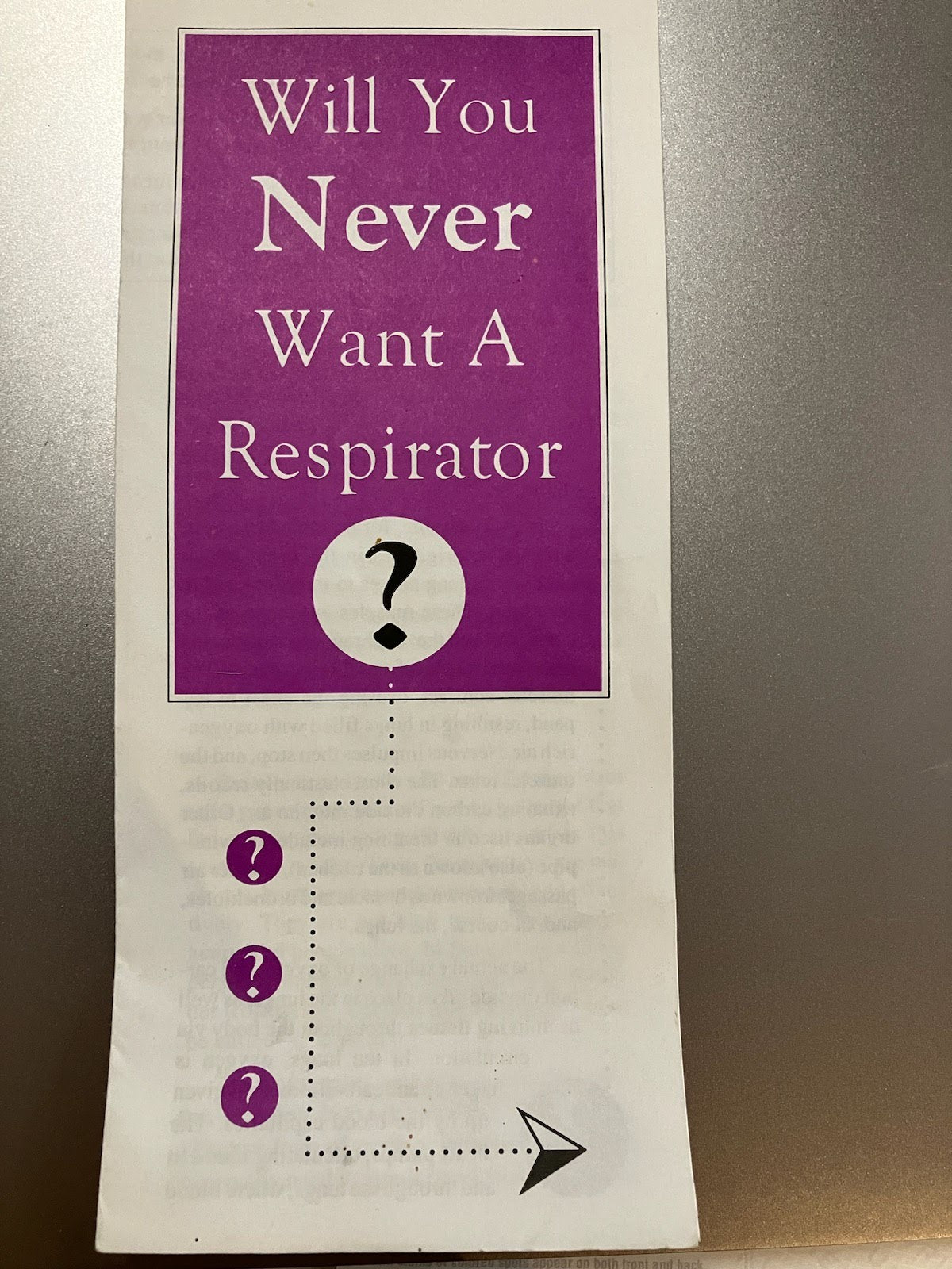 Will You Never Want A Respirator? - Pamphlet