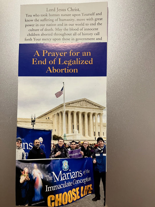 A Prayer For An End Of Legalized Abortion Prayer Card