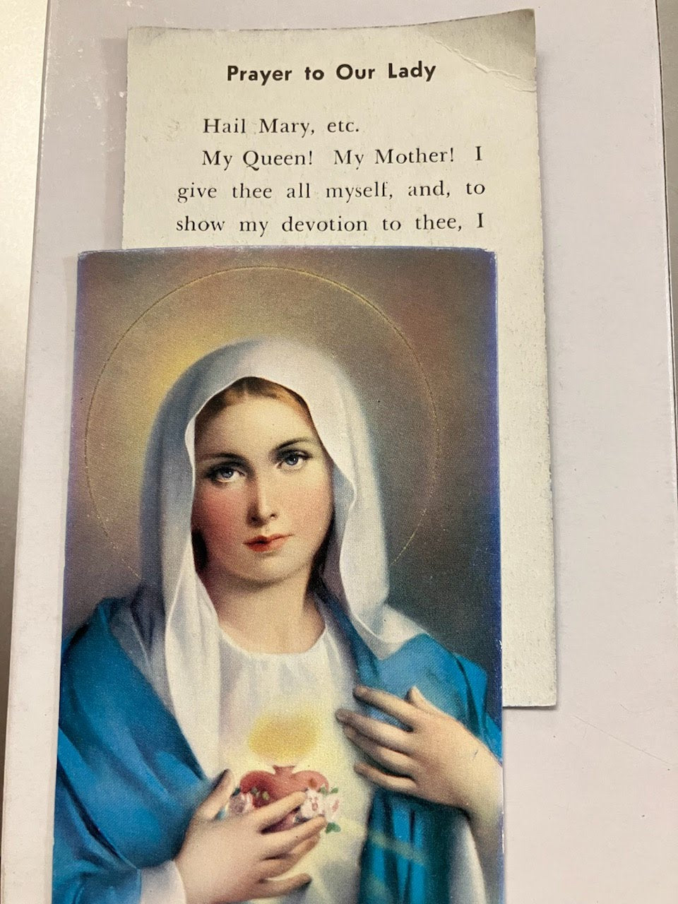 Immaculate Heart Of Mary - Prayer to Our Lady Holy Card