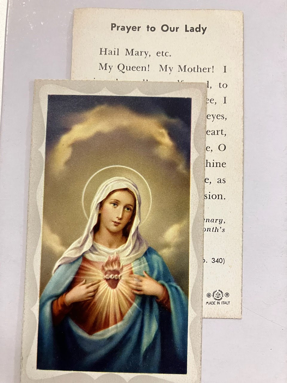 Immaculate Heart Of Mary - Prayer to Our Lady Holy Card