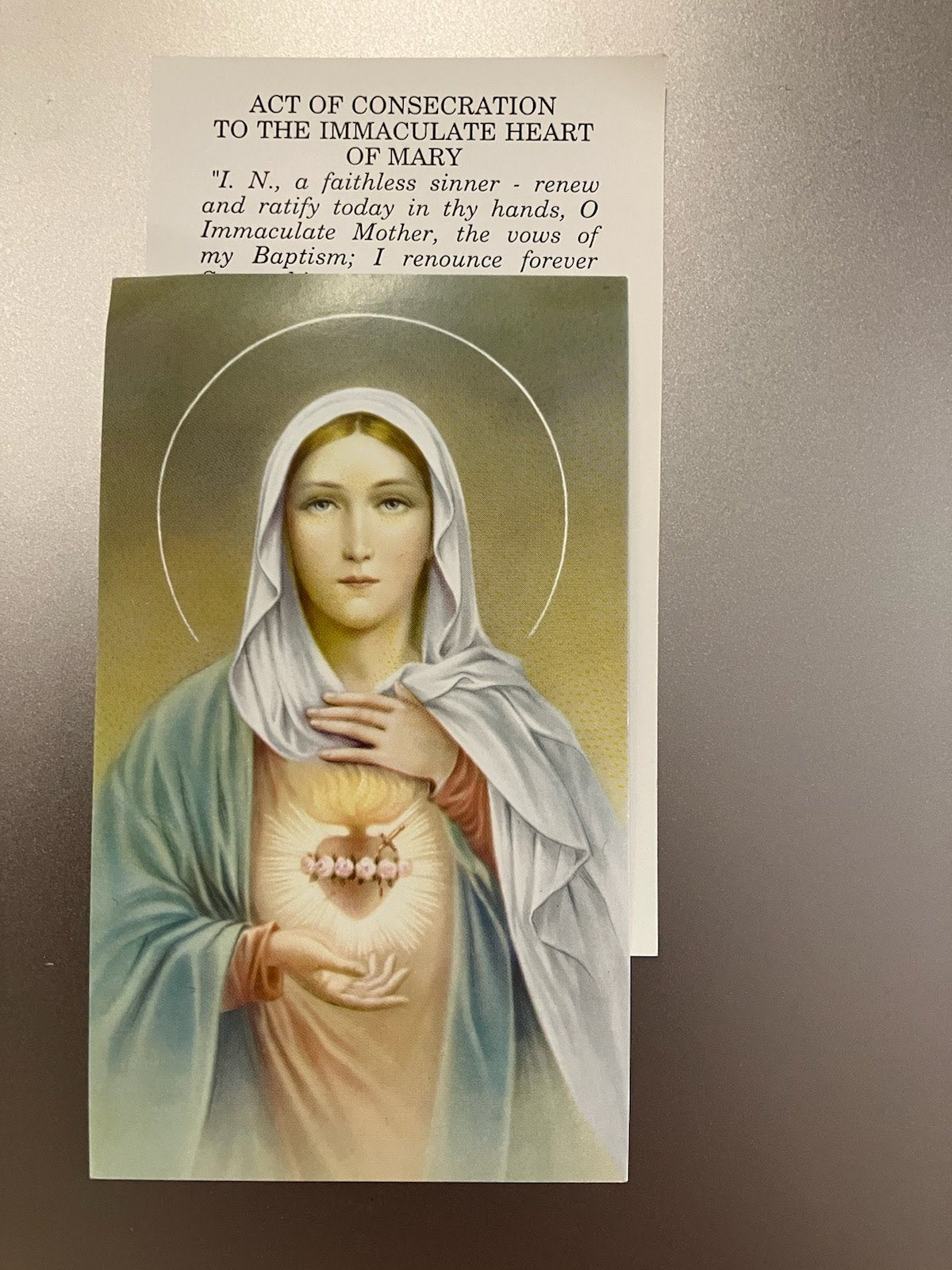 Act Of Consecration To The Immaculate Heart Of Mary Paper  Holy Card