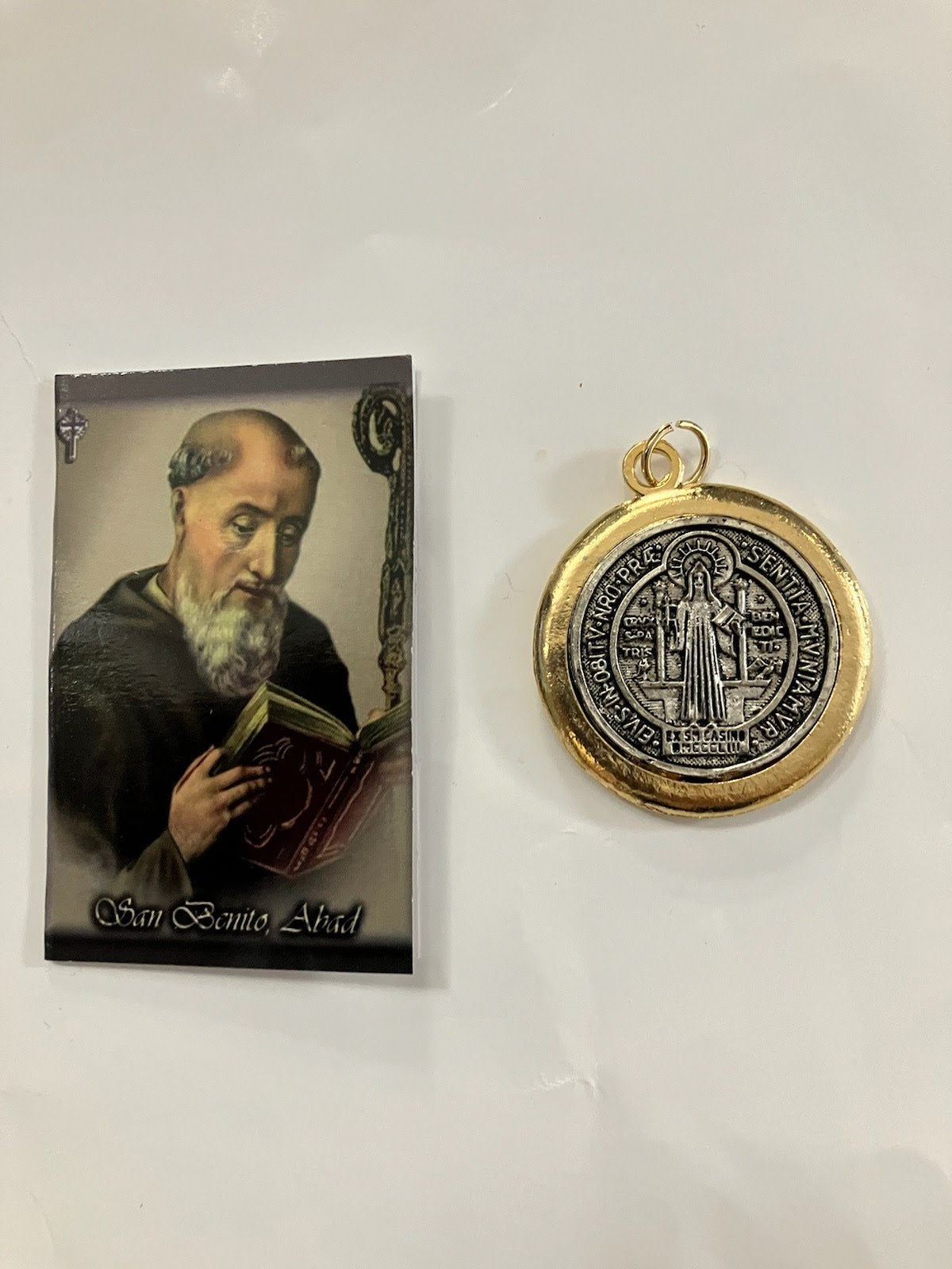 Large St. Benedict Medal in Silver Tone or Two Tone