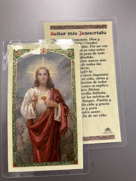 Sagrado Corazon Estampita - Senor Mio Jesucristo - Sacred Heart of Jesus Holy Card