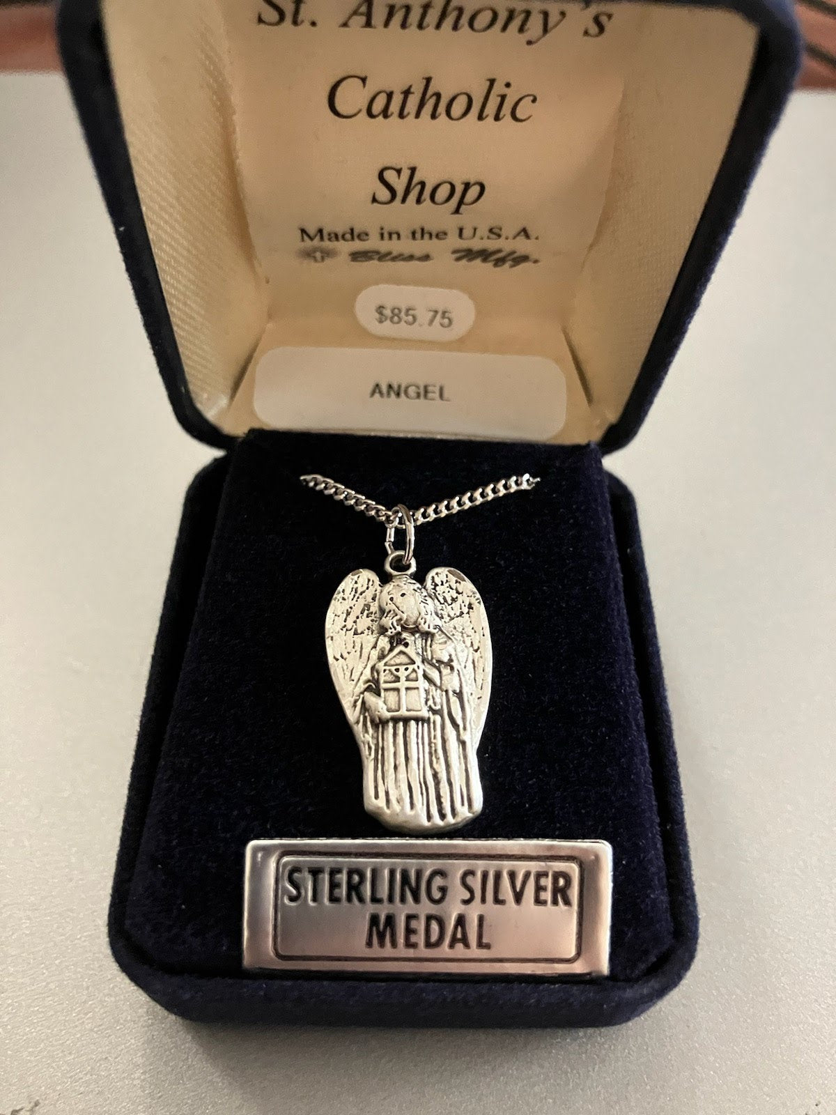 Guardian Angel Sterling Silver Medal with Rhodium Chain