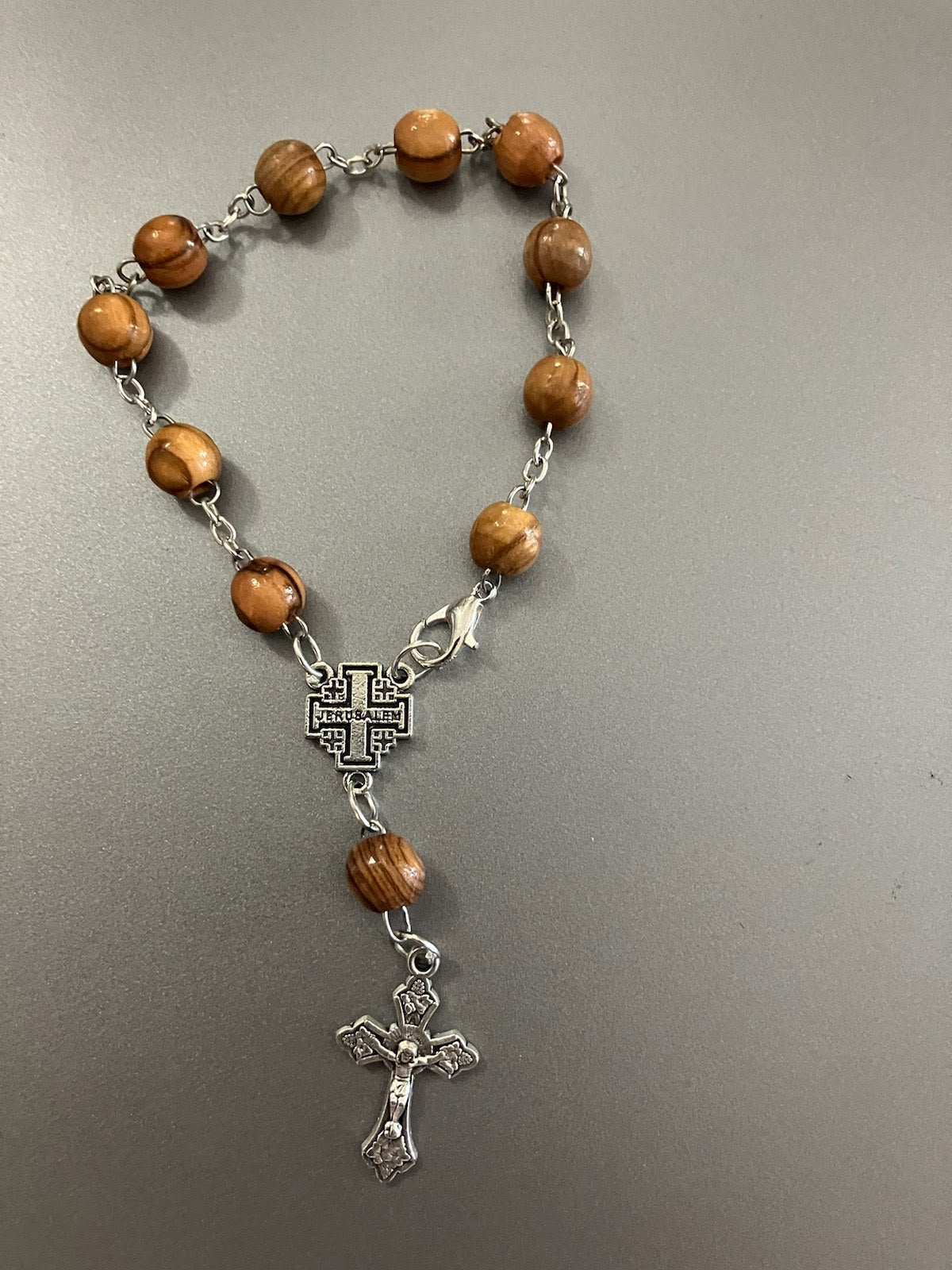 Olive Wood Bead Decade Auto Rosary