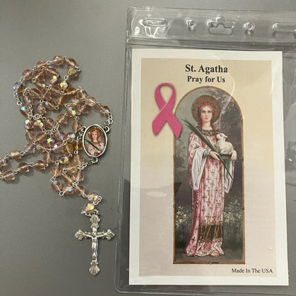 St. Agatha Rosary with Photo Center and Prayer Card