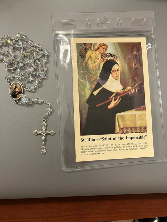 St. Rita of Cascia Rosary with Photo Center