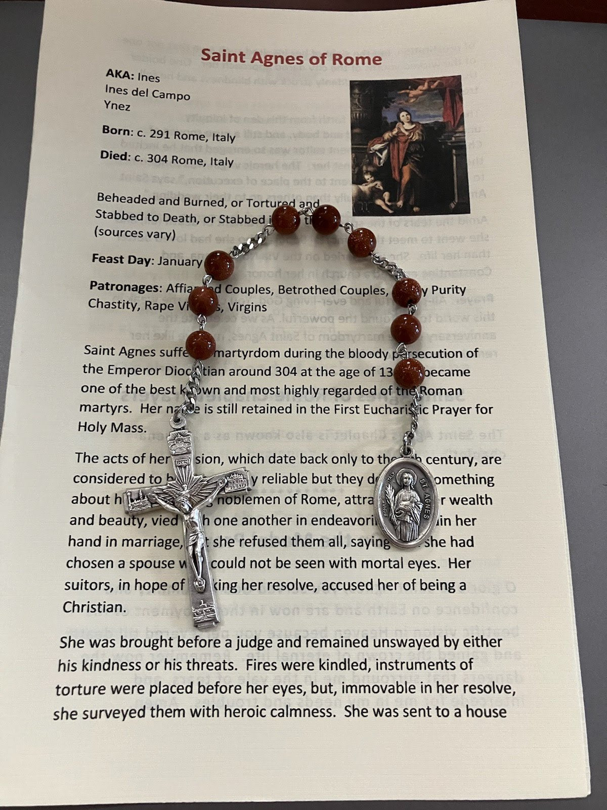 St. Agnes of Rome Chaplet – St. Anthony's Catholic Gift Shop