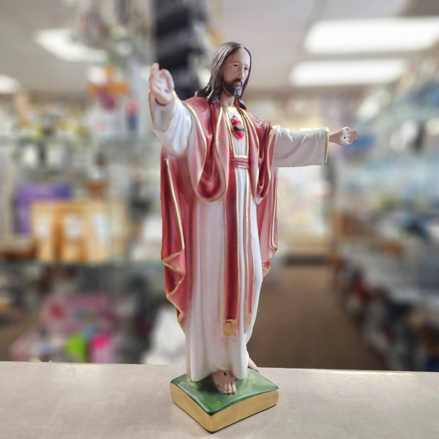 Sacred Heart of Jesus Blessing, Italian Statue - 21"