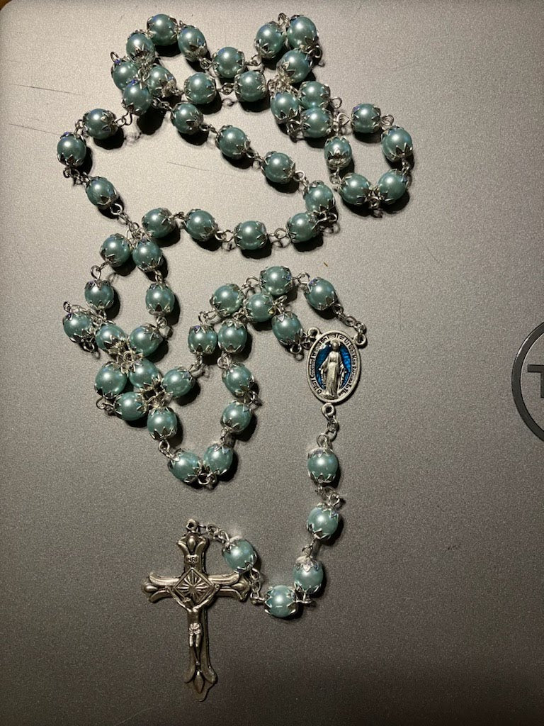 Light Blue Pearlized Rosary