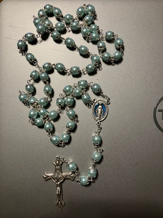 Light Blue Pearlized Rosary