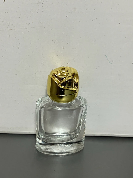 Glass Holy Water / Oil Bottle with Gold Rose Top