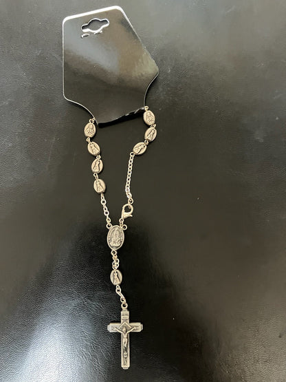 Our Lady of Fatima Medal Auto Rosary with Earth from Fatima in the Centerpiece