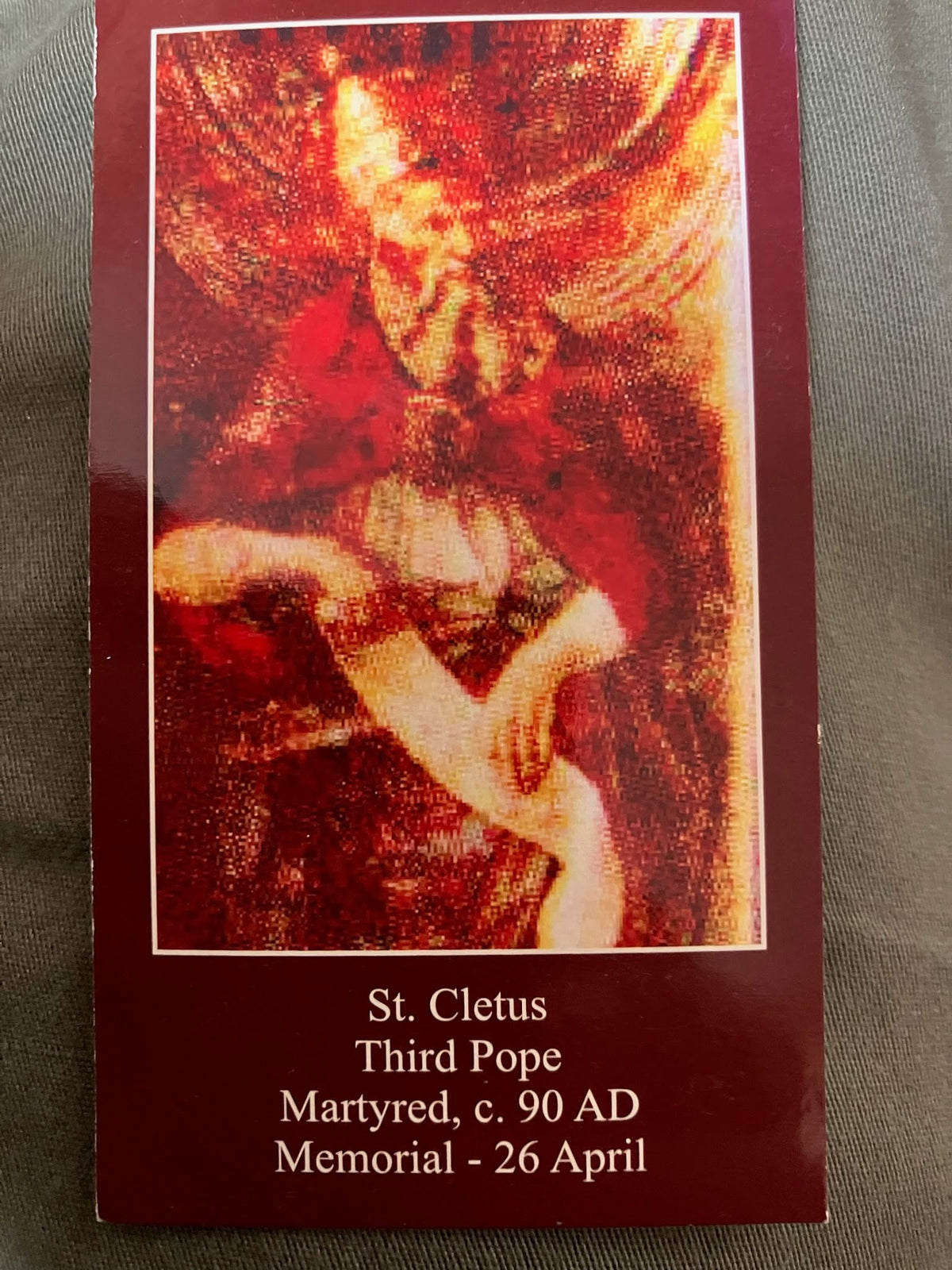 St. Cletus Holy Card