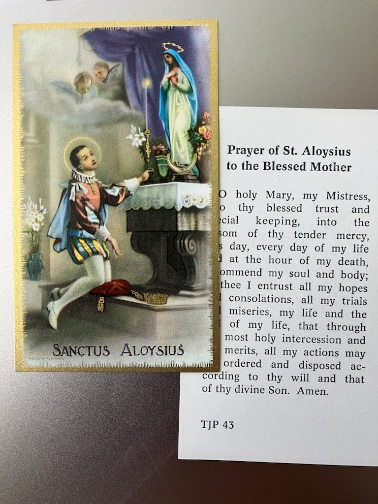 St. Aloysius Gonzaga Holy Card