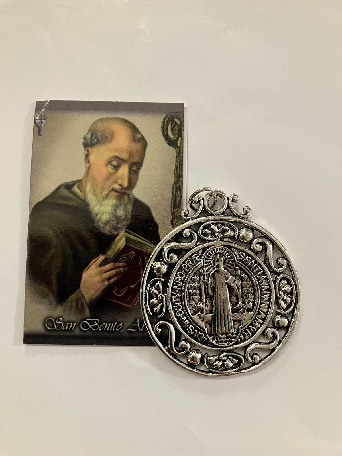 Large St. Benedict Medal in Bronze or Silver Tone with Decorative Edge