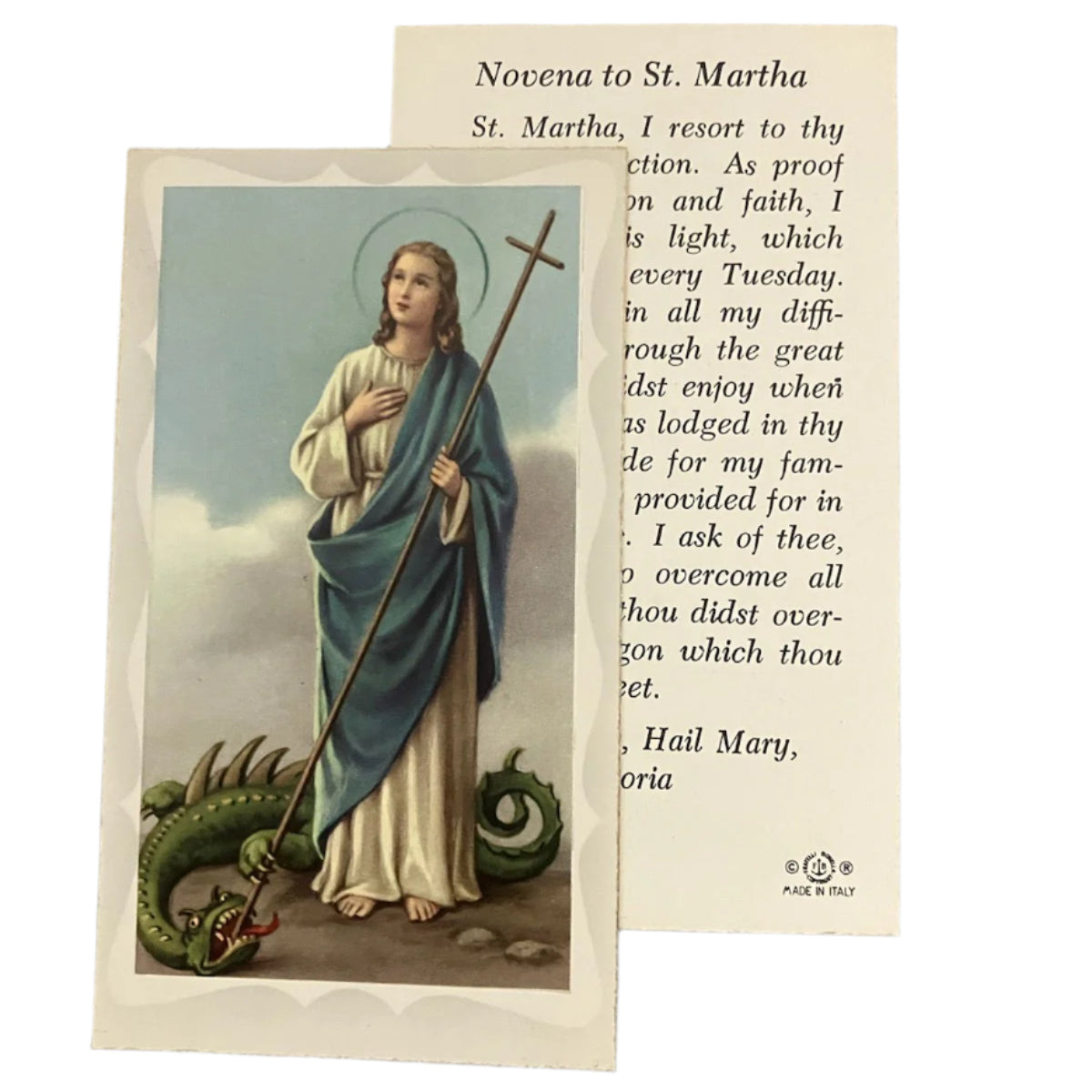 Novena To St. Martha Holy Card
