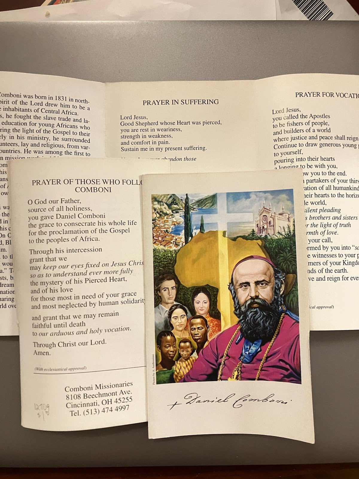 Limited Supply - St. Daniel Comboni Novena or Triduum Holy Card or Prayer Folder