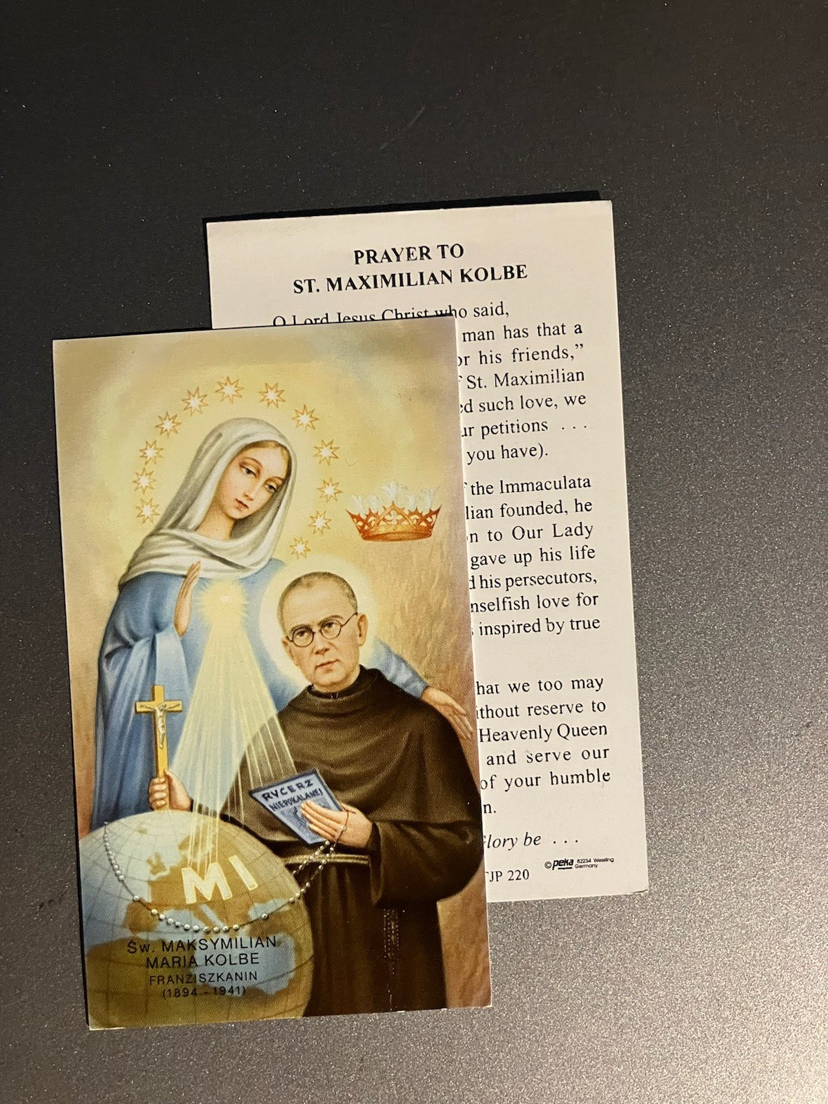 St. Maximilian Kolbe Holy Card Limited