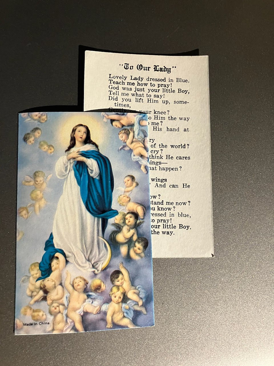 Prayer " To Our Lady " Immaculate Conception Holy Card
