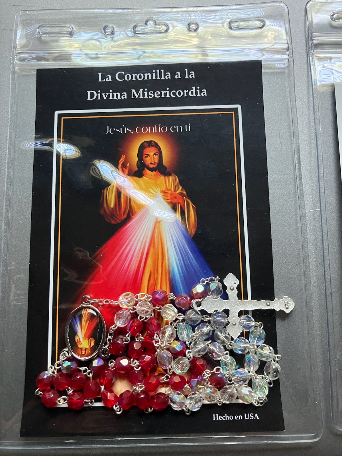 Divine Mercy/Sister Faustina Rosary with Chaplet Prayer Card