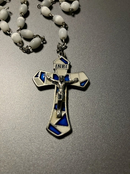 Our Lady of Grace White Cat's Eye Rosary