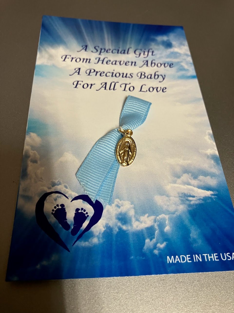 Baby Miraculous Medal with Ribbon