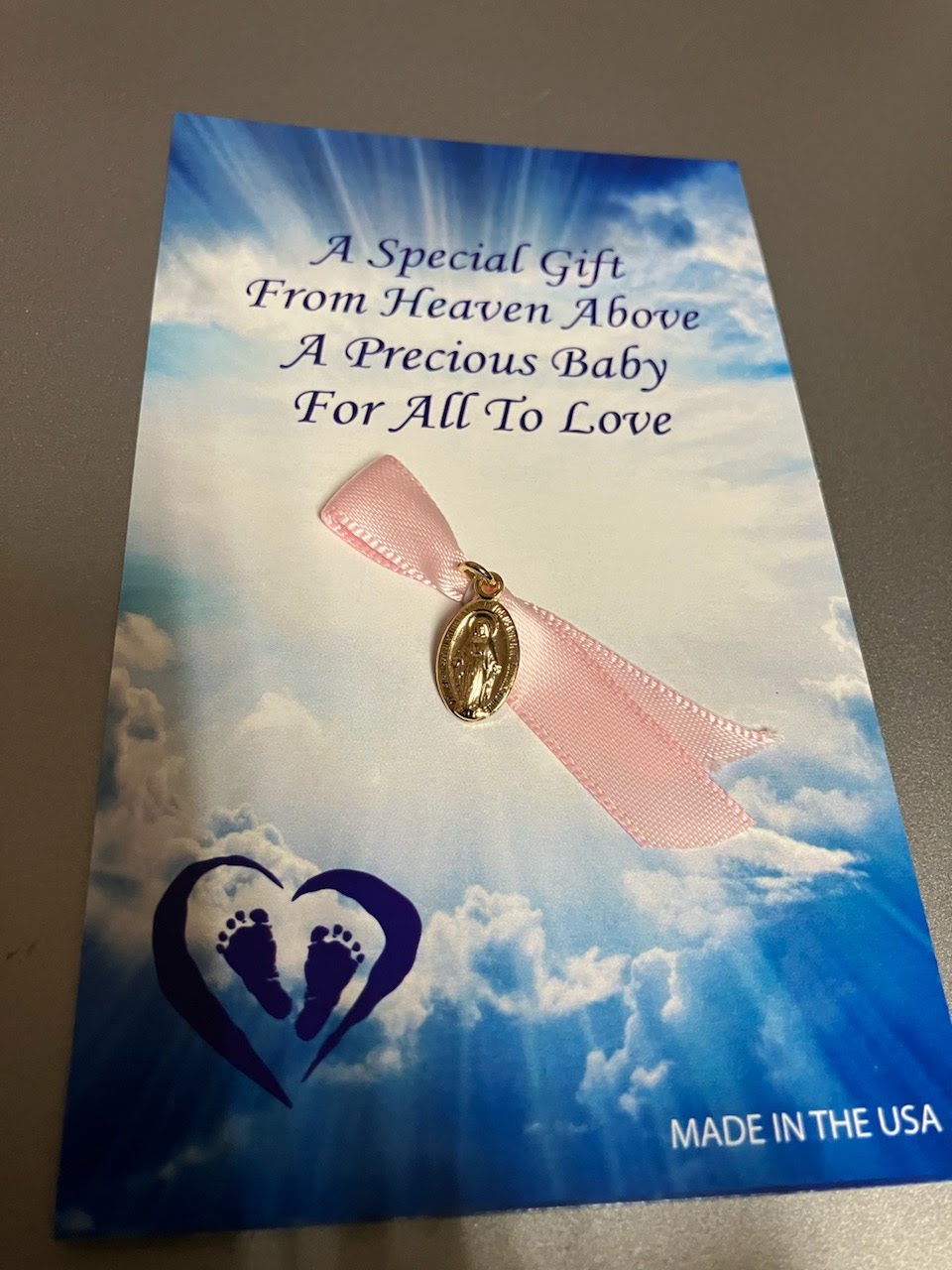 Baby Miraculous Medal with Ribbon