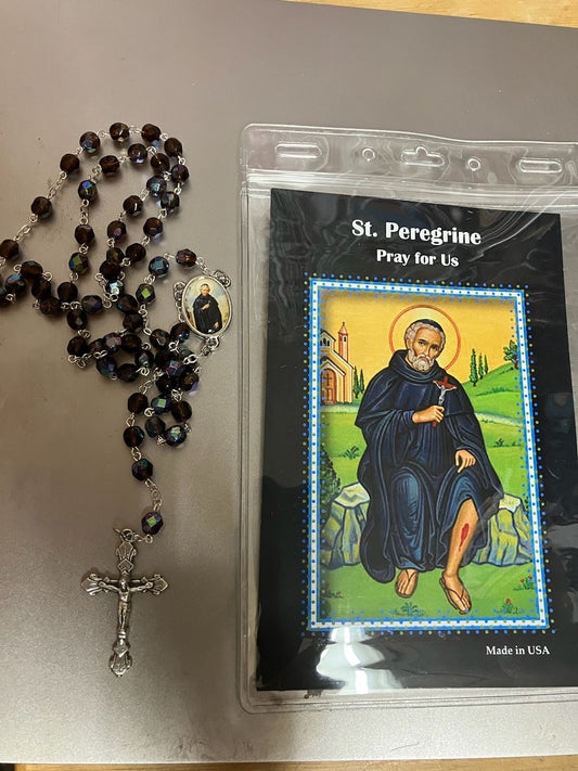 St. Peregrine Rosary with Photo Center and Holy Card
