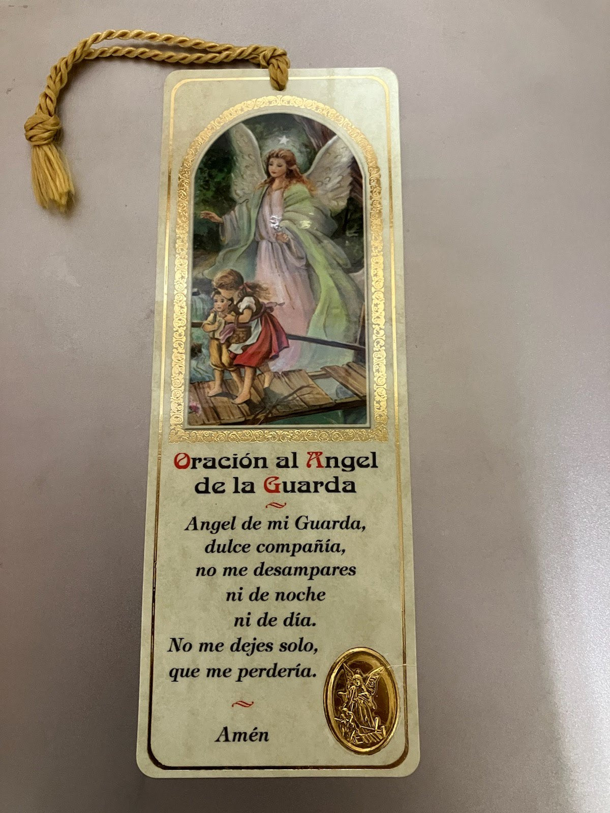 Angel de la Guarda Oracion Bookmark with Tassel