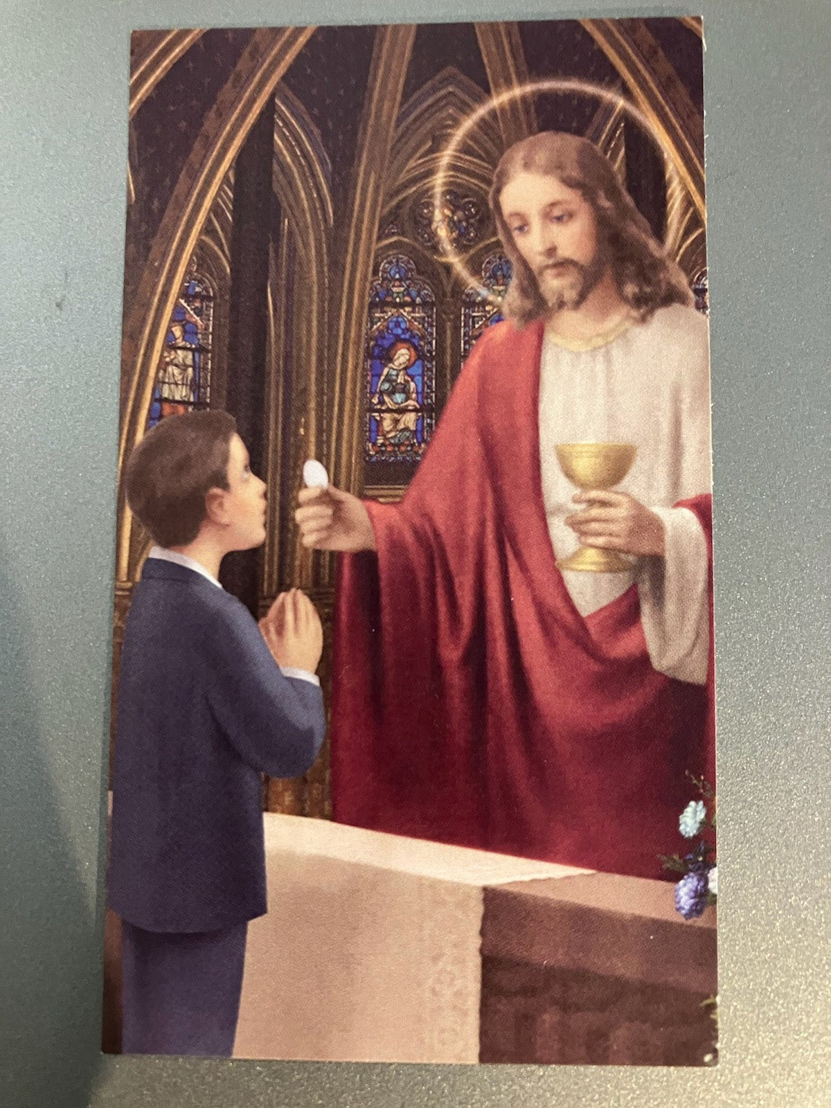 Jesus Giving First Communion Holy Card