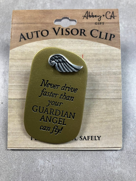 Guardian angel Visor Clip "Never Drive Faster Than Your Guardian Angel Can Fly"