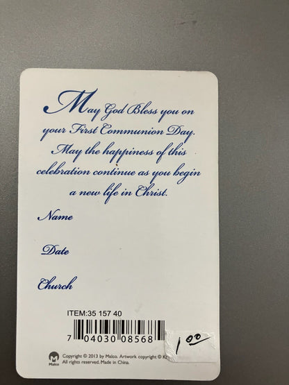 Limited Supply - First Communion Remembrance Card for Boy