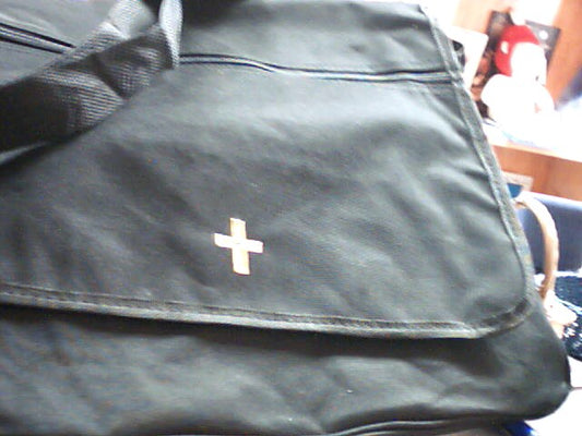 Black Tote bag with cross embroidered on front