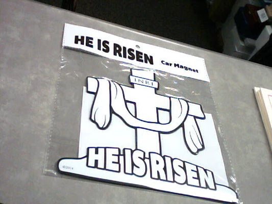 " He is Risen " Car Magnet with Cross