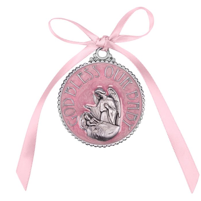 Enameled Guardian Angel - Crib Medal