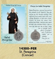 St. Peregrine Holy Card with Medal - Patron Saint of Cancer