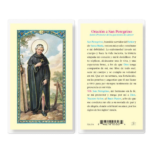 Oracion a San Peregrino Estampita - Prayer to St. Peregrine Holy Card in Spanish