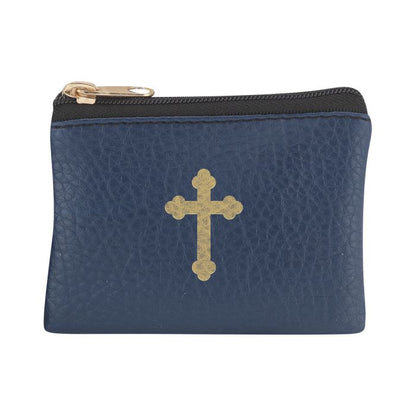 Rosary Case Leatherette with Gold Stamped Cross Image