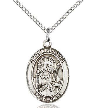 St. Apollonia oval sterling silver medal on chain