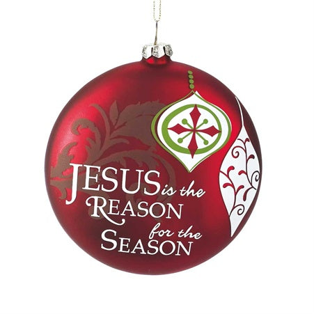 Jesus is the Reason for the Season - Red Glass Ornament