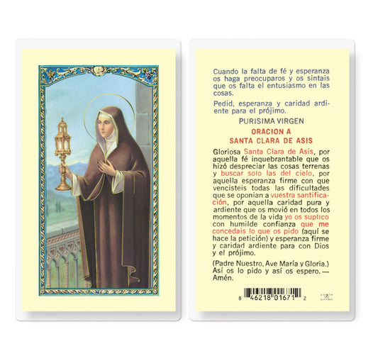 Santa Clara de Asis Holy Card