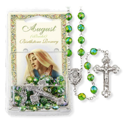 Birthstone Colored Rosaries, Acrylic Aurora Borealis Beads