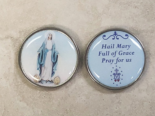 Our Lady of Grace pocket token - Painted epoxy - Made in Italy